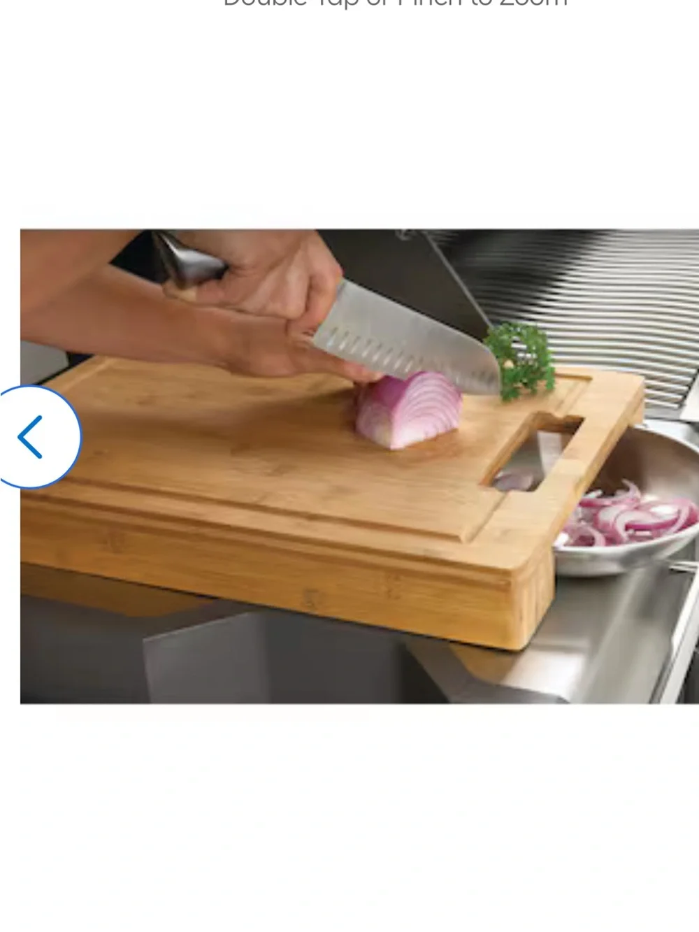 Napolean Bamboo Cutting Board with Removable Stainless Steel Bowls NWOT